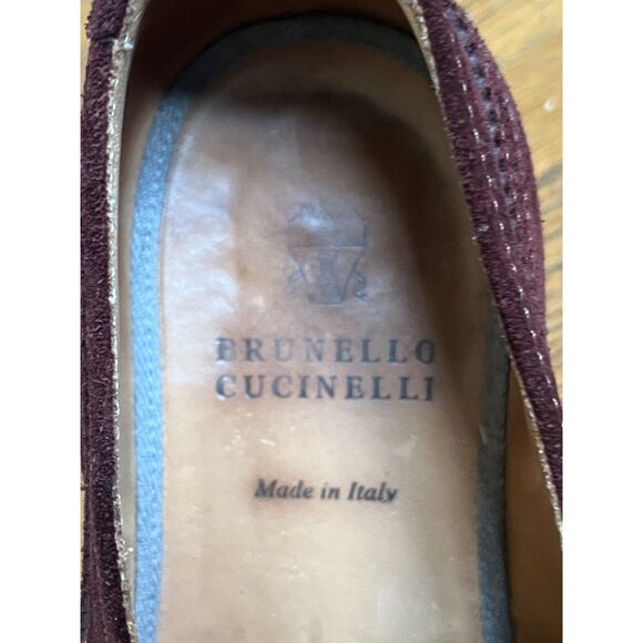 BRUNELLO CUCINELLI Maroon Suede Oxford Wingtip Brogue Derby Shoes  Mens Size 43 main image 6